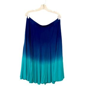 Soft Surroundings Blue Tie Dye Ombré Midi Skirt Size L Beach Boho
